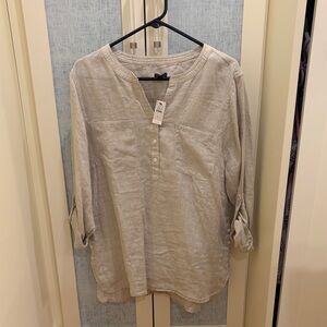 Talbots Light Beige Linen Henley Tunic